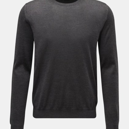 Fedeli - Herren - Feinstrick-Rundhalspullover dunkelgrau Fedeli - Herren - Feinstrick-Rundhalspullover dunkelgrau