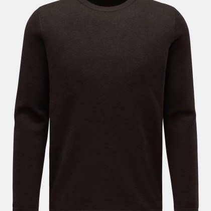 04651/ A trip in a bag - Herren - Merino Rundhalspullover %27Oyster%27 dunkelbraun 04651/ A trip in a bag - Herren - Merino Rundhalspullover %27Oyster%27 dunkelbraun