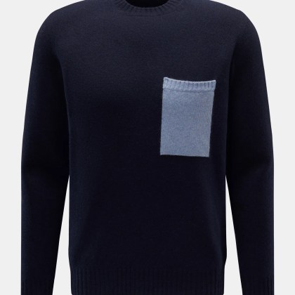 04651/ A trip in a bag - Herren - Cashmere Rundhalspullover navy 04651/ A trip in a bag - Herren - Cashmere Rundhalspullover navy