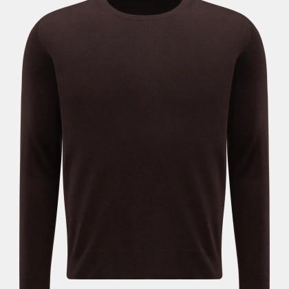 Fedeli - Herren - Cashmere Rundhalspullover dunkelbraun Fedeli - Herren - Cashmere Rundhalspullover dunkelbraun