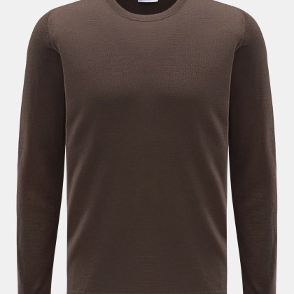 04651/ A trip in a bag - Herren - Merino Feinstrick-Rundhalspullover graubraun 04651/ A trip in a bag - Herren - Merino Feinstrick-Rundhalspullover graubraun