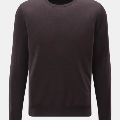 von Braun - Herren - Merino Feinstrick-Rundhalspullover dunkelbraun von Braun - Herren - Merino Feinstrick-Rundhalspullover dunkelbraun
