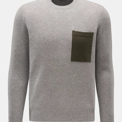 04651/ A trip in a bag - Herren - Cashmere Rundhalspullover grau meliert 04651/ A trip in a bag - Herren - Cashmere Rundhalspullover grau meliert