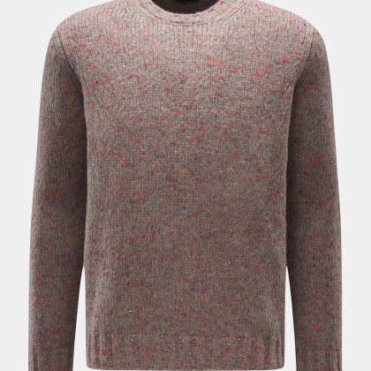 04651/ A trip in a bag - Herren - Rundhalspullover %27Donegal Crew%27 taupe/rot/hellblau meliert 04651/ A trip in a bag - Herren - Rundhalspullover %27Donegal Crew%27 taupe/rot/hellblau meliert