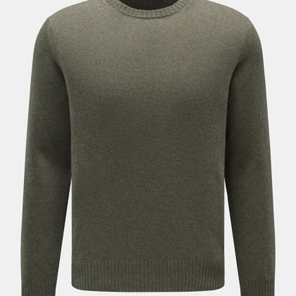 04651/ A trip in a bag - Herren - Cashmere Rundhalspullover %27Crew%27 oliv meliert 04651/ A trip in a bag - Herren - Cashmere Rundhalspullover %27Crew%27 oliv meliert