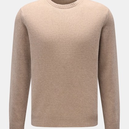 04651/ A trip in a bag - Herren - Cashmere Rundhalspullover %27Crew%27 beige meliert 04651/ A trip in a bag - Herren - Cashmere Rundhalspullover %27Crew%27 beige meliert