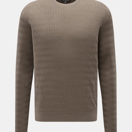 Emporio Armani - Herren - Feinstrick-Rundhalspullover taupe Emporio Armani - Herren - Feinstrick-Rundhalspullover taupe