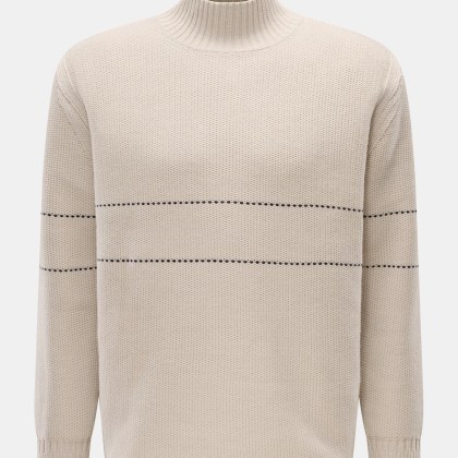Emporio Armani - Herren - Mock Neck Pullover sand/schwarz gemustert Emporio Armani - Herren - Mock Neck Pullover sand/schwarz gemustert