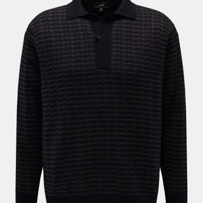 Emporio Armani - Herren - Strickpolo navy/dunkelgrau gemustert Emporio Armani - Herren - Strickpolo navy/dunkelgrau gemustert