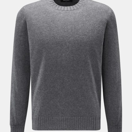 Gran Sasso - Herren - Cashmere Rundhalspullover dunkelgrau meliert Gran Sasso - Herren - Cashmere Rundhalspullover dunkelgrau meliert