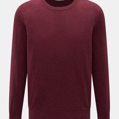 Brunello Cucinelli - Herren - Cashmere Rundhalspullover bordeaux meliert Brunello Cucinelli - Herren - Cashmere Rundhalspullover bordeaux meliert