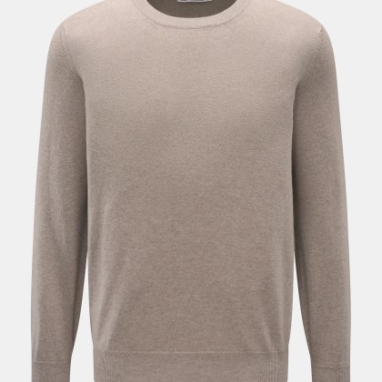 Brunello Cucinelli - Herren - Cashmere Rundhalspullover taupe meliert Brunello Cucinelli - Herren - Cashmere Rundhalspullover taupe meliert