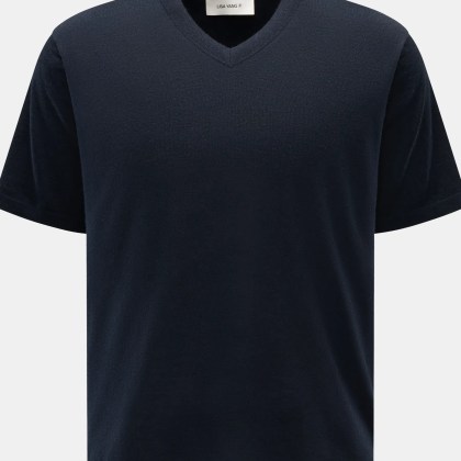 Lisa Yang - Herren - Cashmere V-Neck Kurzarm-Pullover %27Joakim%27 navy Lisa Yang - Herren - Cashmere V-Neck Kurzarm-Pullover %27Joakim%27 navy