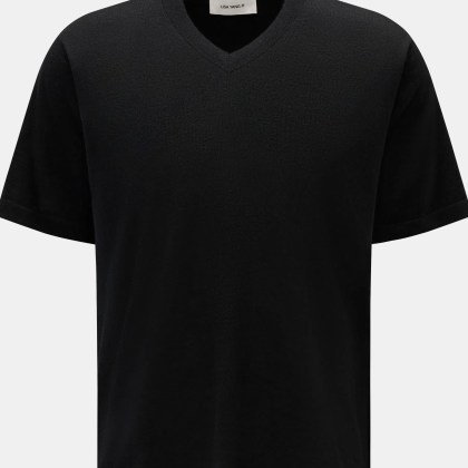 Lisa Yang - Herren - Cashmere V-Neck Kurzarm-Pullover %27Joakim%27 schwarz Lisa Yang - Herren - Cashmere V-Neck Kurzarm-Pullover %27Joakim%27 schwarz