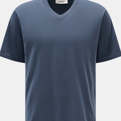 Lisa Yang - Herren - Cashmere V-Neck Kurzarm-Pullover %27Joakim%27 graublau Lisa Yang - Herren - Cashmere V-Neck Kurzarm-Pullover %27Joakim%27 graublau