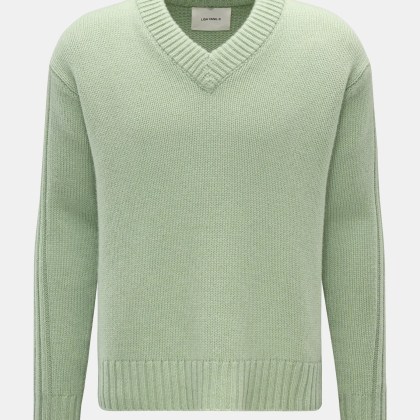 Lisa Yang - Herren - Cashmere V-Neck-Pullover %27Dan%27 hellgrün Lisa Yang - Herren - Cashmere V-Neck-Pullover %27Dan%27 hellgrün