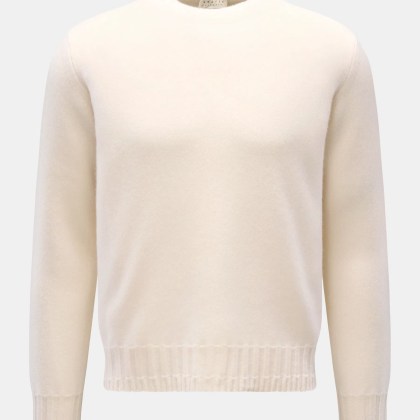 Lunaria Cashmere - Herren - Cashmere Rundhalspullover creme Lunaria Cashmere - Herren - Cashmere Rundhalspullover creme