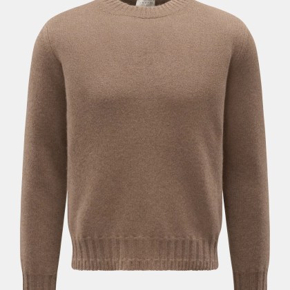 Lunaria Cashmere - Herren - Cashmere Rundhalspullover graubraun Lunaria Cashmere - Herren - Cashmere Rundhalspullover graubraun