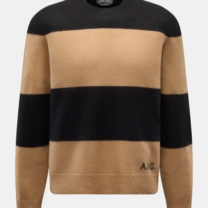 A.P.C. - Herren - Rundhalspullover %27Edwardo%27 camel/schwarz gestreift A.P.C. - Herren - Rundhalspullover %27Edwardo%27 camel/schwarz gestreift