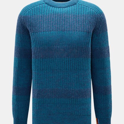 Barbour - Herren - Rundhalspullover %27Saddle%27 türkis/dunkelblau gestreift Barbour - Herren - Rundhalspullover %27Saddle%27 türkis/dunkelblau gestreift