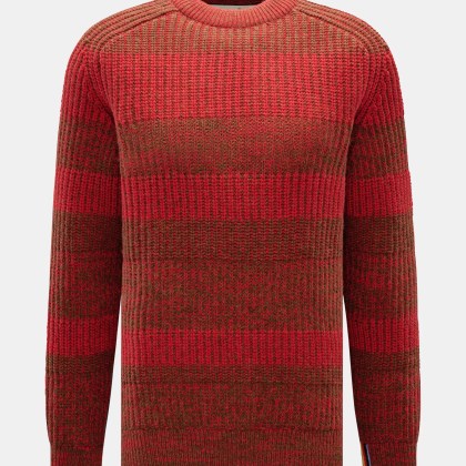 Barbour - Herren - Rundhalspullover %27Saddle%27 rot/khaki gestreift Barbour - Herren - Rundhalspullover %27Saddle%27 rot/khaki gestreift