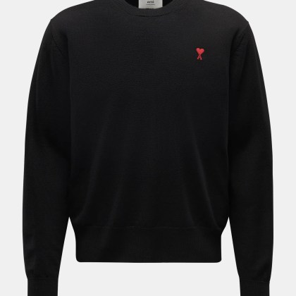 Ami Paris - Herren - Merino Rundhalspullover schwarz Ami Paris - Herren - Merino Rundhalspullover schwarz