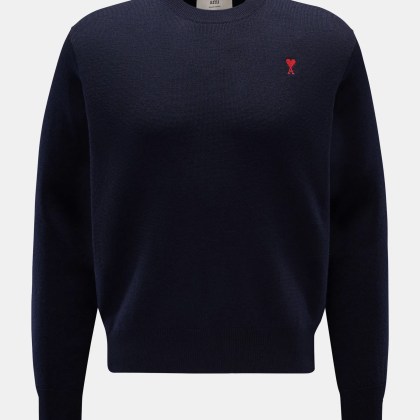 Ami Paris - Herren - Merino Rundhalspullover navy Ami Paris - Herren - Merino Rundhalspullover navy