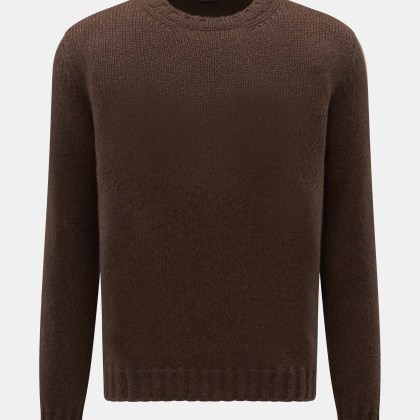 Fedeli - Herren - Cashmere Rundhalspullover %27Argentina%27 dunkelbraun Fedeli - Herren - Cashmere Rundhalspullover %27Argentina%27 dunkelbraun