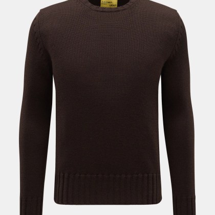 B.F. Knitwear - Herren - Merino Rundhalspullover dunkelbraun B.F. Knitwear - Herren - Merino Rundhalspullover dunkelbraun