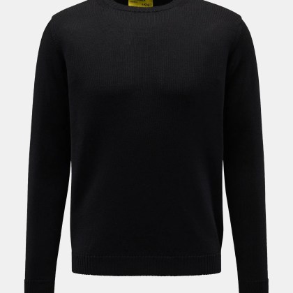 B.F. Knitwear - Herren - Merino Rundhalspullover schwarz B.F. Knitwear - Herren - Merino Rundhalspullover schwarz