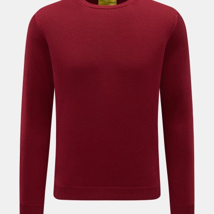 B.F. Knitwear - Herren - Merino Rundhalspullover dunkelrot B.F. Knitwear - Herren - Merino Rundhalspullover dunkelrot