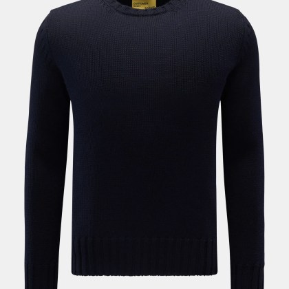 B.F. Knitwear - Herren - Merino Rundhalspullover navy B.F. Knitwear - Herren - Merino Rundhalspullover navy