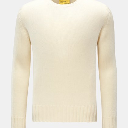 B.F. Knitwear - Herren - Merino Rundhalspullover creme B.F. Knitwear - Herren - Merino Rundhalspullover creme