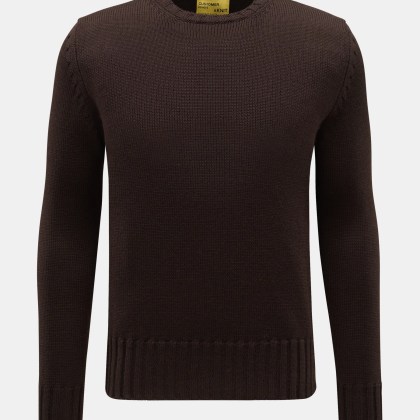 B.F. Knitwear - Herren - Merino Rundhalspullover dunkelbraun B.F. Knitwear - Herren - Merino Rundhalspullover dunkelbraun