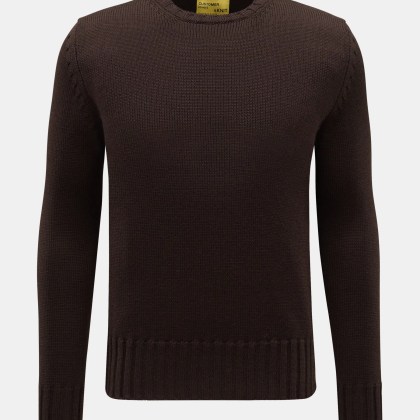B.F. Knitwear - Herren - Merino Rundhalspullover dunkelbraun B.F. Knitwear - Herren - Merino Rundhalspullover dunkelbraun