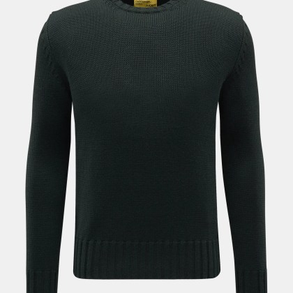B.F. Knitwear - Herren - Merino Rundhalspullover dunkelgrün B.F. Knitwear - Herren - Merino Rundhalspullover dunkelgrün
