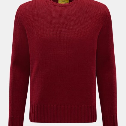 B.F. Knitwear - Herren - Merino Rundhalspullover dunkelrot B.F. Knitwear - Herren - Merino Rundhalspullover dunkelrot