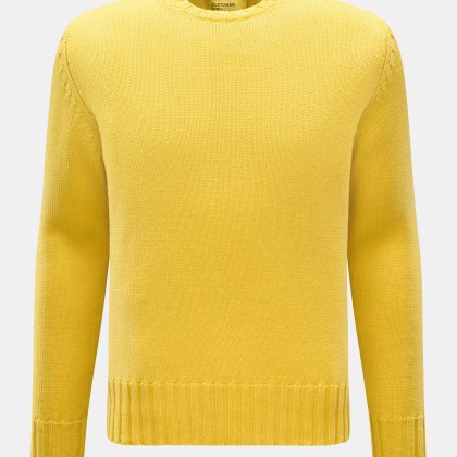 B.F. Knitwear - Herren - Merino Rundhalspullover gelb B.F. Knitwear - Herren - Merino Rundhalspullover gelb