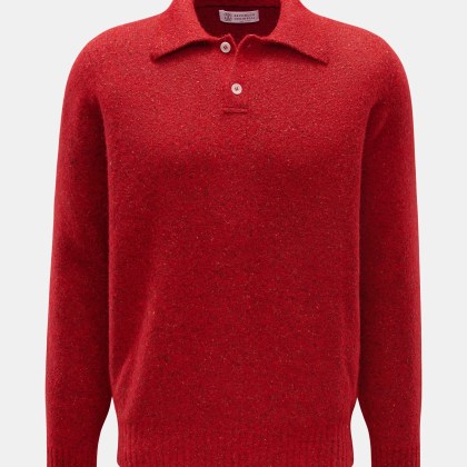 Brunello Cucinelli - Herren - Strickpolo rot meliert Brunello Cucinelli - Herren - Strickpolo rot meliert