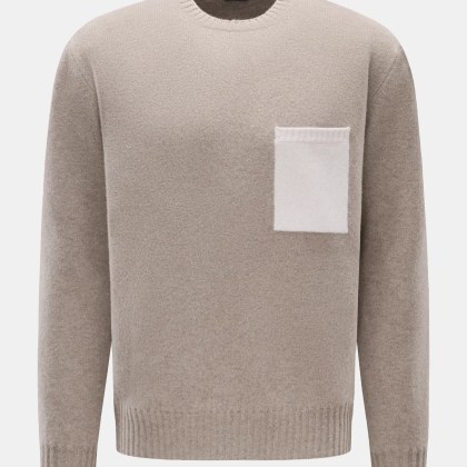 04651/ A trip in a bag - Herren - Rundhalspullover %27Pocket Crew%27 taupe meliert 04651/ A trip in a bag - Herren - Rundhalspullover %27Pocket Crew%27 taupe meliert