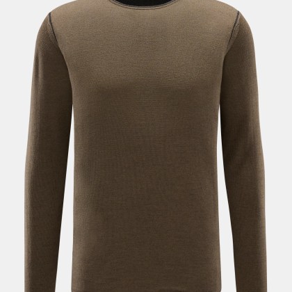 Kiefermann - Herren - Merino Rundhalspullover %27Lutzs%27 khaki meliert Kiefermann - Herren - Merino Rundhalspullover %27Lutzs%27 khaki meliert