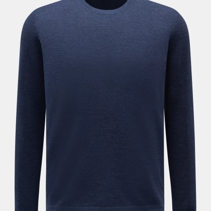 04651/ A trip in a bag - Herren - Feinstrick-Rundhalspullover dunkelblau meliert 04651/ A trip in a bag - Herren - Feinstrick-Rundhalspullover dunkelblau meliert