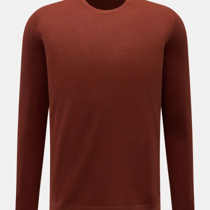 04651/ A trip in a bag - Herren - Feinstrick-Rundhalspullover rotbraun 04651/ A trip in a bag - Herren - Feinstrick-Rundhalspullover rotbraun