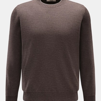 Fioroni - Herren - Cashmere Rundhalspullover dunkelbraun meliert Fioroni - Herren - Cashmere Rundhalspullover dunkelbraun meliert