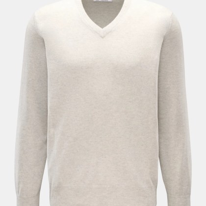 Brunello Cucinelli - Herren - Cashmere V-Neck Pullover hellgrau meliert Brunello Cucinelli - Herren - Cashmere V-Neck Pullover hellgrau meliert