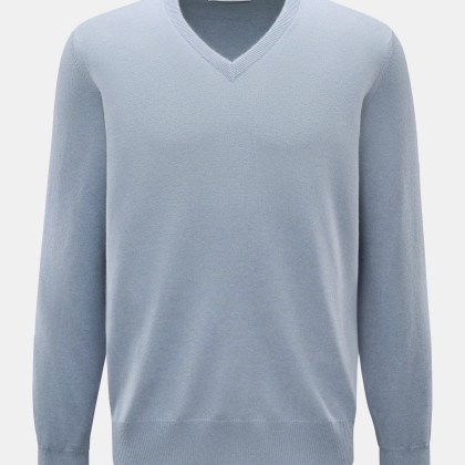 Brunello Cucinelli - Herren - Cashmere V-Neck Pullover rauchblau Brunello Cucinelli - Herren - Cashmere V-Neck Pullover rauchblau