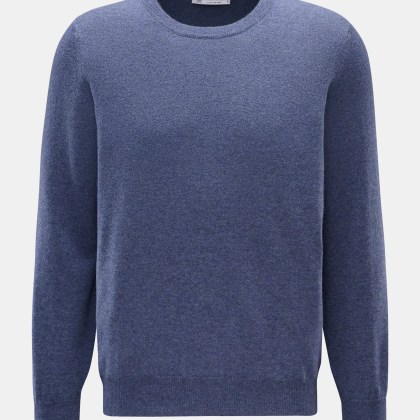 Brunello Cucinelli - Herren - Cashmere Rundhalspullover blau meliert Brunello Cucinelli - Herren - Cashmere Rundhalspullover blau meliert