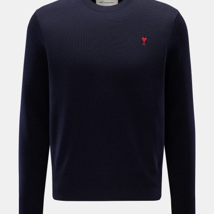 Ami Paris - Herren - Merino Rundhalspullover navy Ami Paris - Herren - Merino Rundhalspullover navy