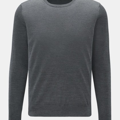 von Braun - Herren - Merino Rundhalspullover grau meliert von Braun - Herren - Merino Rundhalspullover grau meliert