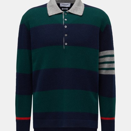 Thom Browne - Herren - Strickpolo grün/blau gestreift Thom Browne - Herren - Strickpolo grün/blau gestreift